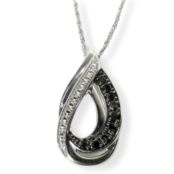 Jewelry - Black simulated Diamond  SILVER Necklace 18"